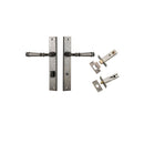 IVER Verona Door Lever Handle On Rectangular Backplate | Separate Privacy Kit | 9 Finishes - Distressed Nickel
