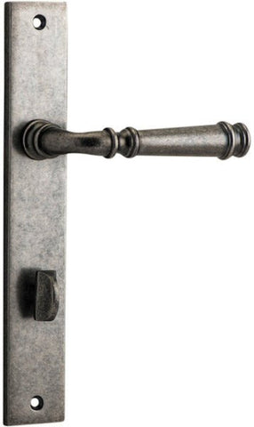 IVER Verona Door Lever Handle On Rectangular Backplate | Privacy Lever Set Only | 9 Finishes - Distressed Nickel