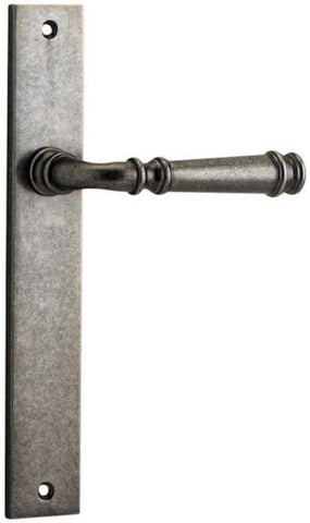 IVER Verona Door Lever Handle On Rectangular Backplate | Passage Lever Set Only | 9 Finishes - Distressed Nickel