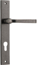 IVER Annecy Door Lever Handle On Rectangular Backplate | Entrance Lever Set Only | 9 Finishes - Distressed Nickel