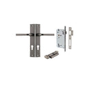 IVER Annecy Door Lever Handle On Rectangular Backplate | Entrance Kit (Key/Thumb) | 9 Finishes - Distressed Nickel