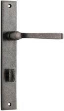 IVER Annecy Door Lever Handle On Rectangular Backplate | Privacy Lever Set Only | 9 Finishes - Distressed Nickel