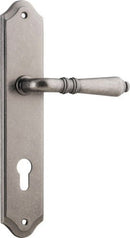 IVER Sarlat Lever Door Handle On Shouldered Backplate | Entrance Lever Set Only | 10 Finishes - Distressed Nickel