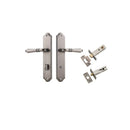 IVER Sarlat Lever Door Handle On Shouldered Backplate | Separate Privacy Kit | 10 Finishes - Distressed Nickel