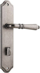 IVER Sarlat Lever Door Handle On Shouldered Backplate | Privacy Lever Set Only | 10 Finishes - Distressed Nickel