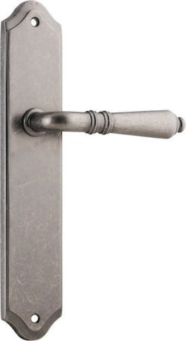 IVER Sarlat Lever Door Handle On Shouldered Backplate | Passage Lever Set Only | 10 Finishes - Distressed Nickel