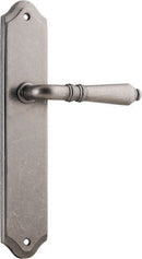 IVER Sarlat Lever Door Handle On Shouldered Backplate | Passage Lever Set Only | 10 Finishes - Distressed Nickel