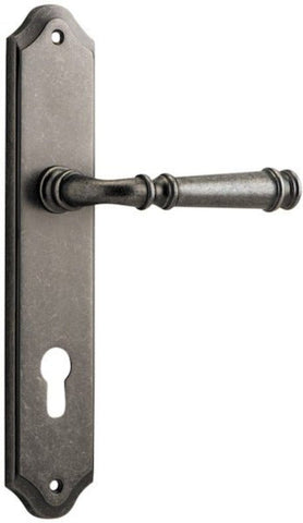 IVER Verona Door Lever Handle On Shouldered Backplate | Entrance Lever Set Only | 9 Finishes - Distressed Nickel