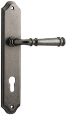 IVER Verona Door Lever Handle On Shouldered Backplate | Entrance Lever Set Only | 9 Finishes - Distressed Nickel