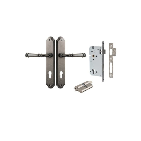 IVER Verona Door Lever Handle On Shouldered Backplate | Entrance Kit (Key/Key) | 9 Finishes - Distressed Nickel