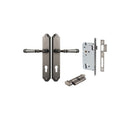IVER Verona Door Lever Handle On Shouldered Backplate | Entrance Kit (Key/Thumb) | 9 Finishes - Distressed Nickel
