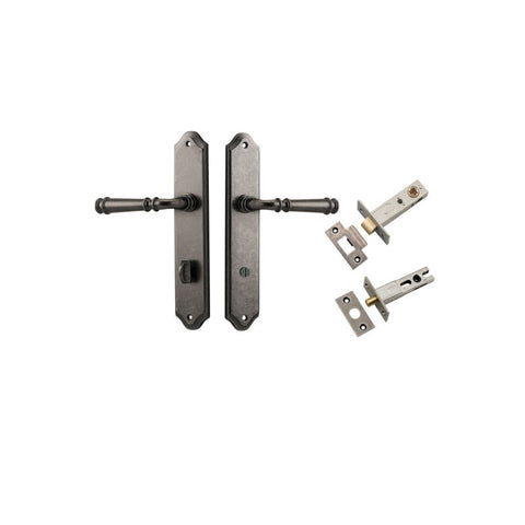 IVER Verona Door Lever Handle On Shouldered Backplate | Separate Privacy Kit | 9 Finishes - Distressed Nickel