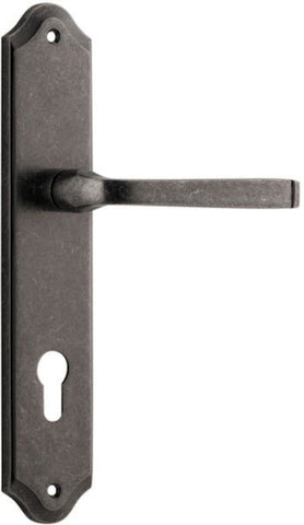 IVER Annecy Door Lever Handle On Shouldered Backplate | Entrance Lever Set Only | 9 Finishes - Distressed Nickel