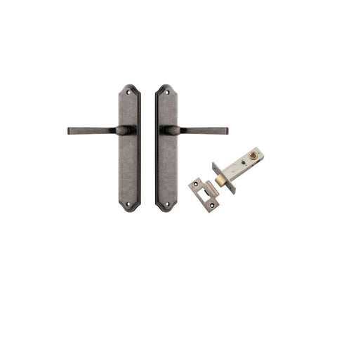 IVER Annecy Door Lever Handle On Shouldered Backplate | Passage Kit | 9 Finishes - Distressed Nickel