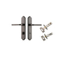 IVER Annecy Door Lever Handle On Shouldered Backplate | Separate Privacy Kit | 9 Finishes - Distressed Nickel
