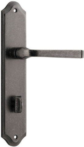 IVER Annecy Door Lever Handle On Shouldered Backplate | Privacy Lever Set Only | 9 Finishes - Distressed Nickel