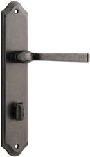IVER Annecy Door Lever Handle On Shouldered Backplate | Privacy Lever Set Only | 9 Finishes - Distressed Nickel