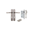Iver Sarlat Solid Brass Door Lever on Oval Backplate | Entrance Kit (Key/Key) | 10 Finishes - Distressed Nickel