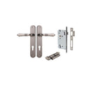 Iver Sarlat Solid Brass Door Lever on Oval Backplate | Entrance Kit (Key/Thumb) | 10 Finishes - Distressed Nickel