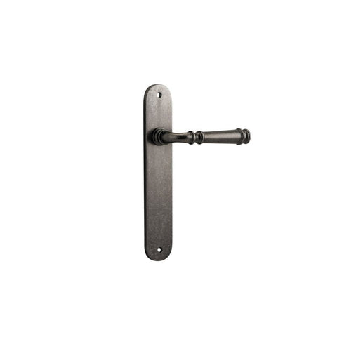 Iver Verona Solid Brass Door Lever on Oval Backplate | Passage Lever Set Only | 9 Finishes - Distressed Nickel