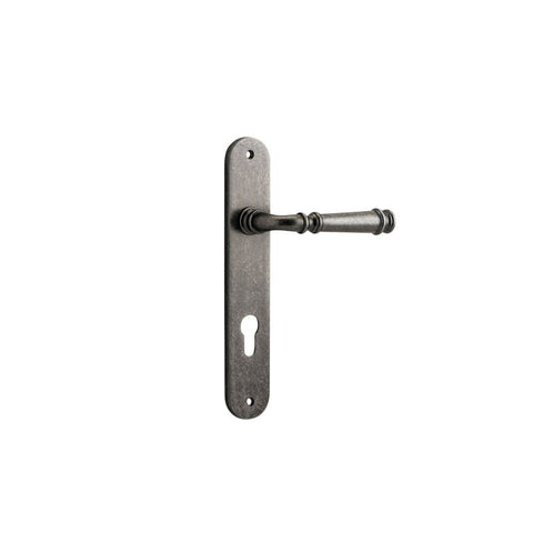 Iver Verona Solid Brass Door Lever on Oval Backplate | Entrance Lever Set Only | 9 Finishes - Distressed Nickel