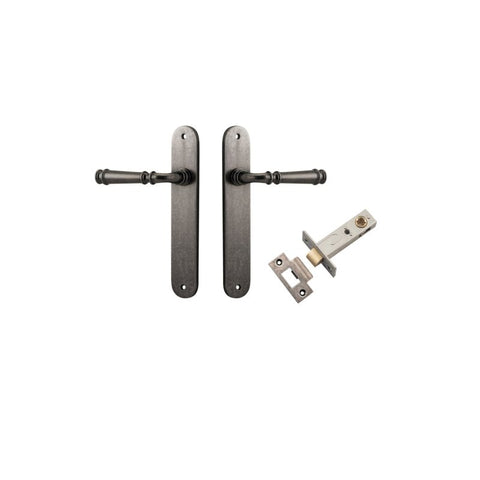 Iver Verona Solid Brass Door Lever on Oval Backplate | Passage Kit | 9 Finishes - Distressed Nickel