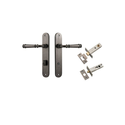 Iver Verona Solid Brass Door Lever on Oval Backplate | Separate Privacy Kit | 9 Finishes - Distressed Nickel