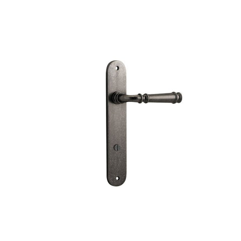 Iver Verona Solid Brass Door Lever on Oval Backplate | Privacy Lever Set Only | 9 Finishes - Distressed Nickel