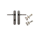 Iver Annecy Solid Brass Door Lever on Oval Backplate | Separate Privacy Kit | 9 Finishes - Distressed Nickel