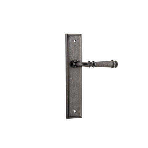 IVER Verona Door Lever Handle On Stepped Backplate | Passage Lever Set Only | 9 Finishes - Distressed Nickel