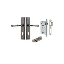 IVER Verona Door Lever Handle On Stepped Backplate | Entrance Kit (Key/Thumb) | 9 Finishes - Distressed Nickel