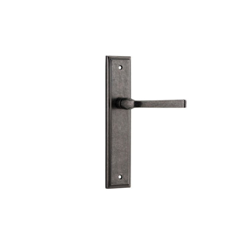 IVER Annecy Door Lever Handle On Stepped Backplate | Passage Lever Set Only | 9 Finishes - Distressed Nickel