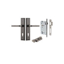 IVER Annecy Door Lever Handle On Stepped Backplate | Entrance Kit (Key/Thumb) | 9 Finishes - Distressed Nickel