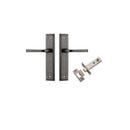 IVER Annecy Door Lever Handle On Stepped Backplate | Passage Kit | 9 Finishes - Distressed Nickel