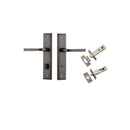 IVER Annecy Door Lever Handle On Stepped Backplate | Separate Privacy Kit | 9 Finishes - Distressed Nickel