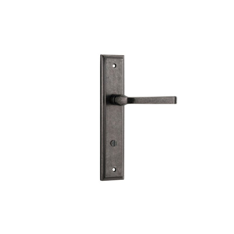 IVER Annecy Door Lever Handle On Stepped Backplate | Privacy Lever Set Only | 9 Finishes - Distressed Nickel
