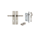 IVER Sarlat Door Lever Handle On Chamfered Backplate | Entrance Kit (Key/Key) | 10 Finishes - Distressed Nickel