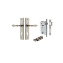 IVER Sarlat Door Lever Handle On Chamfered Backplate | Entrance Kit (Key/Thumb) | 10 Finishes - Distressed Nickel
