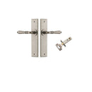 IVER Sarlat Door Lever Handle On Chamfered Backplate | Passage Kit | 10 Finishes - Distressed Nickel