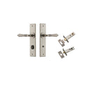 IVER Sarlat Door Lever Handle On Chamfered Backplate | Separate Privacy Kit | 10 Finishes - Distressed Nickel