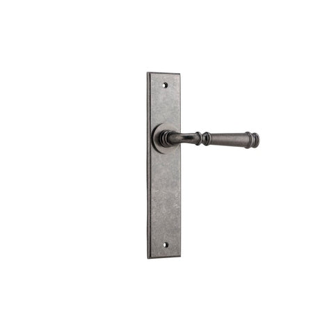 IVER Verona Door Lever Handle On Chamfered Backplate | Passage Lever Set Only | 9 Finishes - Distressed Nickel