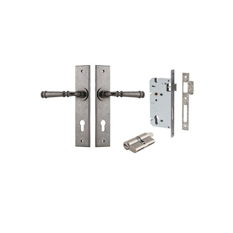 IVER Verona Door Lever Handle On Chamfered Backplate | Entrance Kit (Key/Key) | 9 Finishes - Distressed Nickel