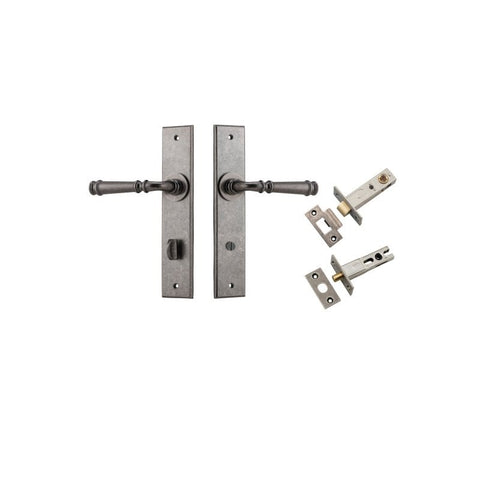 IVER Verona Door Lever Handle On Chamfered Backplate | Separate Privacy Kit | 9 Finishes - Distressed Nickel