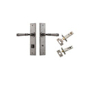 IVER Verona Door Lever Handle On Chamfered Backplate | Separate Privacy Kit | 9 Finishes - Distressed Nickel
