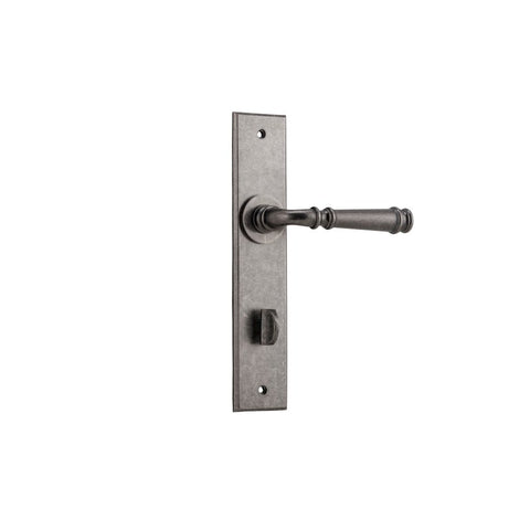 IVER Verona Door Lever Handle On Chamfered Backplate | Privacy Lever Set Only | 9 Finishes - Distressed Nickel