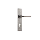 IVER Annecy Door Lever Handle On Chamfered Backplate | Entrance Lever Set Only | 9 Finishes - Distressed Nickel