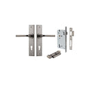 IVER Annecy Door Lever Handle On Chamfered Backplate | Entrance Kit (Key/Thumb) | 9 Finishes - Distressed Nickel