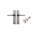 IVER Annecy Door Lever Handle On Chamfered Backplate | Passage Kit | 9 Finishes - Distressed Nickel