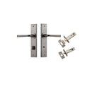 IVER Annecy Door Lever Handle On Chamfered Backplate | Separate Privacy Kit | 9 Finishes - Distressed Nickel