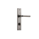 IVER Annecy Door Lever Handle On Chamfered Backplate | Privacy Lever Set Only | 9 Finishes - Distressed Nickel